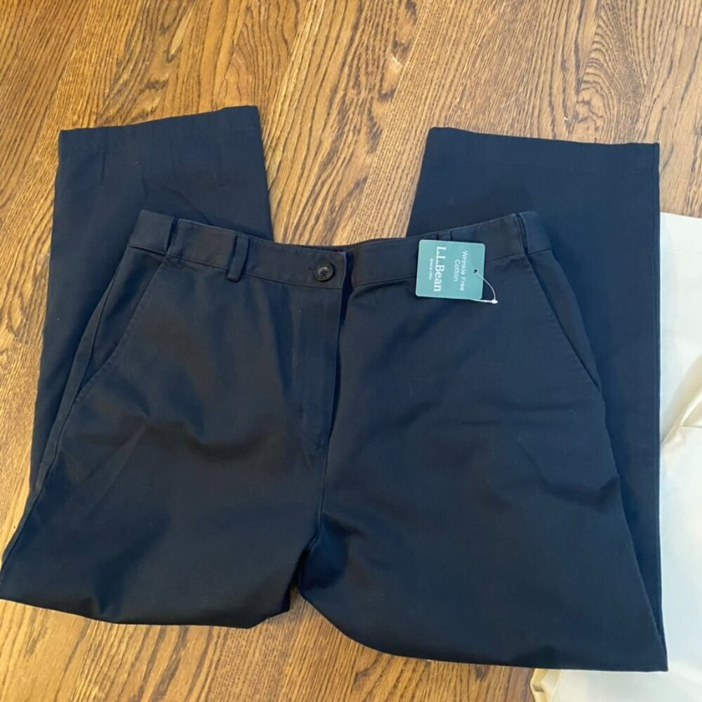 (2) L.L. Bean Classic Fit 10R khaki (Whalebone) and black cropped pants Bayside - Picture 4 of 9